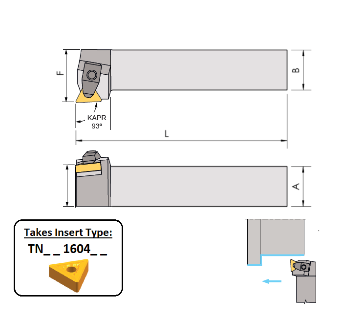 TTJNR 2020 K16 (93Deg) Top Clamp Toolholder Edgetech